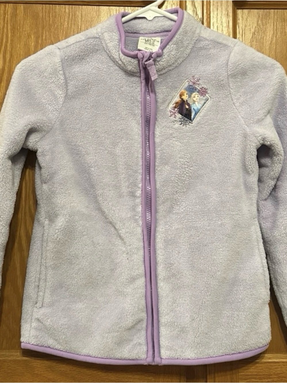 The Disney Store Girls Light Lavender Fleece Zip Jacket with Frozen Patch